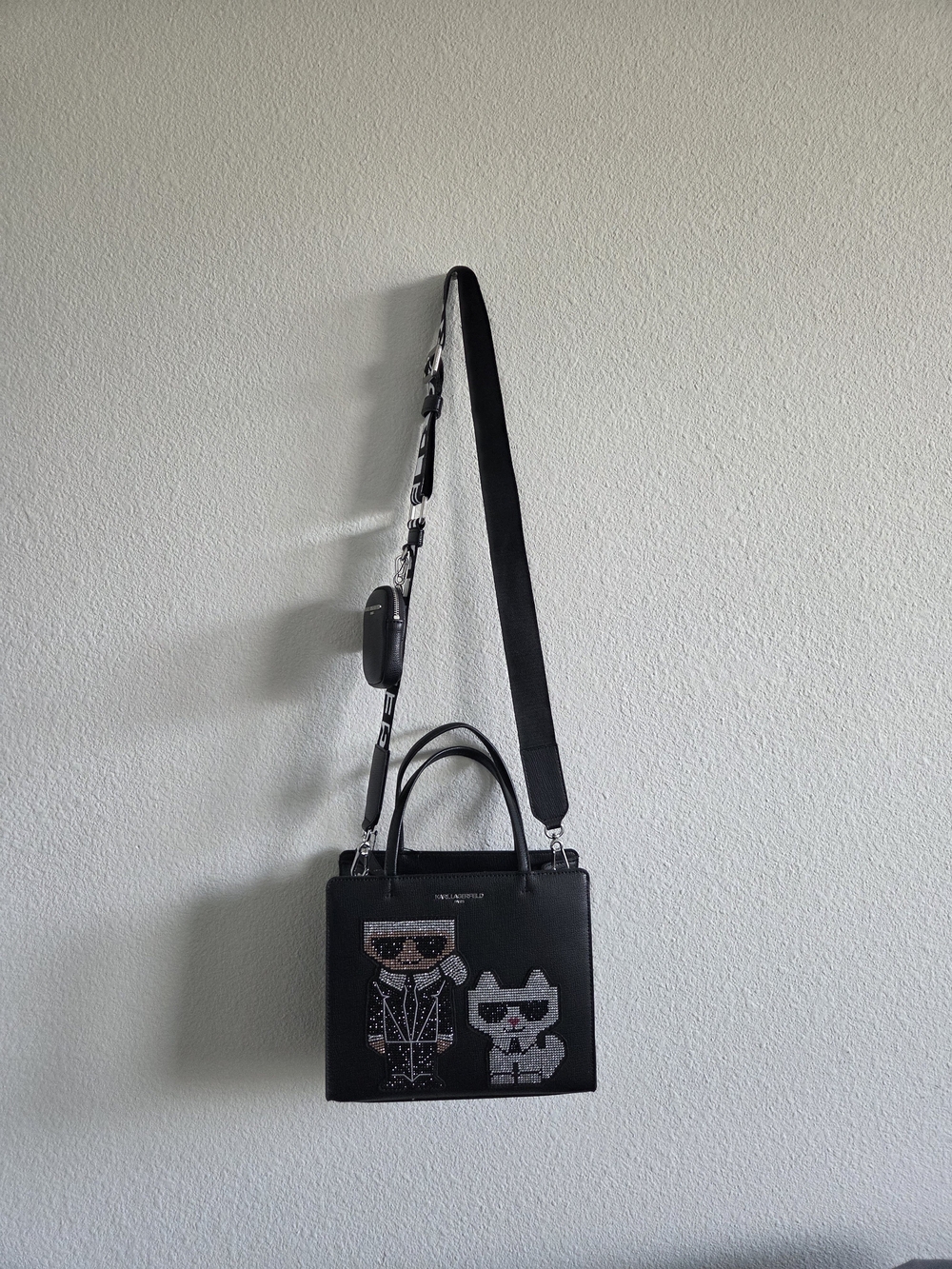 Karl Lagerfeld Black Embellished Small Satchel Crossbody Bag LH9DU8BJ NWT